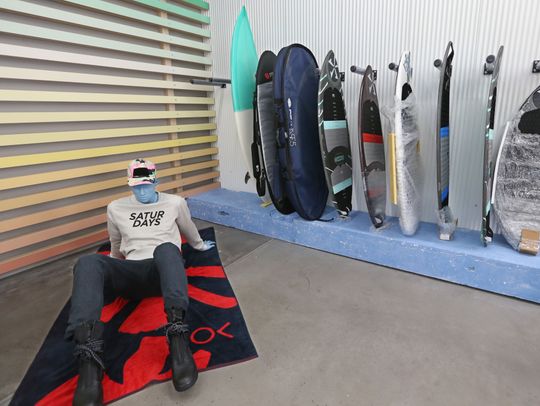 A variety of surf boards at the newly opened Neon Wave