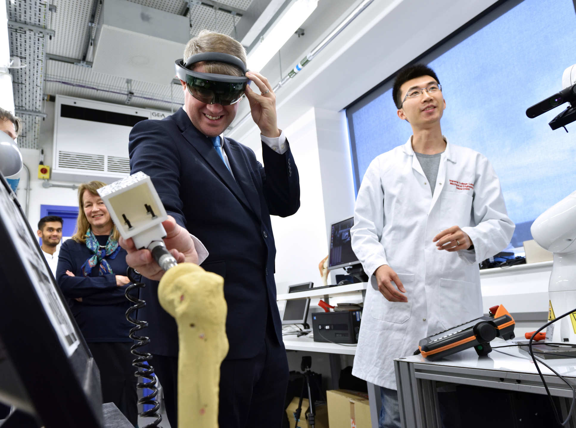 Chris Skidmore interacts with research prototypes in the Mechatronics in Medicine Lab