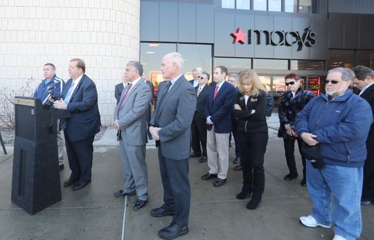 Clarkstown Supervisor George Hoehmann announces the creation of Clarkstown Business and Economic Development Advisory Committee that will develop straggles and pro-growth for the town in front of Macy's at Shops of Nanuet on Feb. 4, 2019.