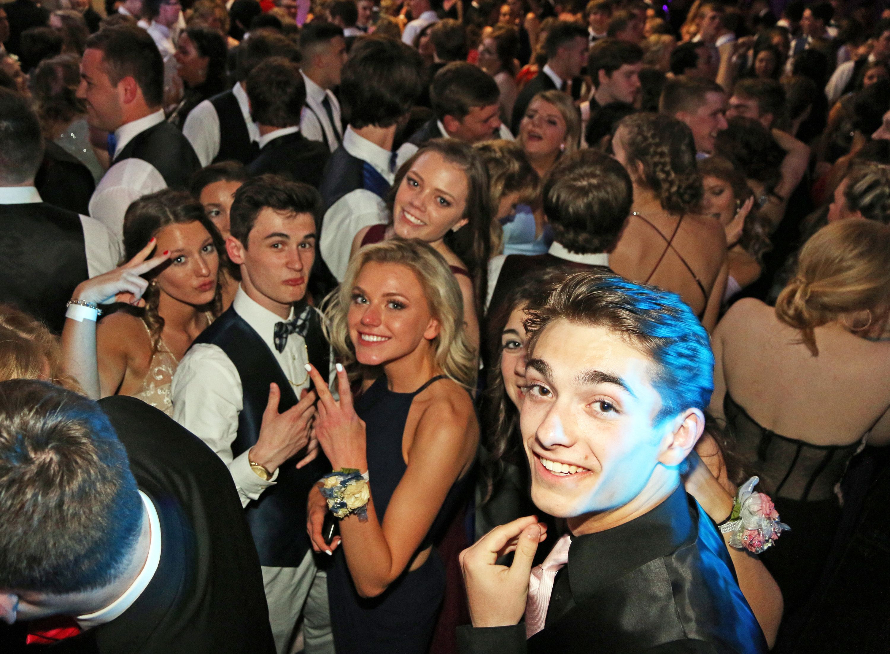 The Dragons enjoy the dance floor during the Johnston