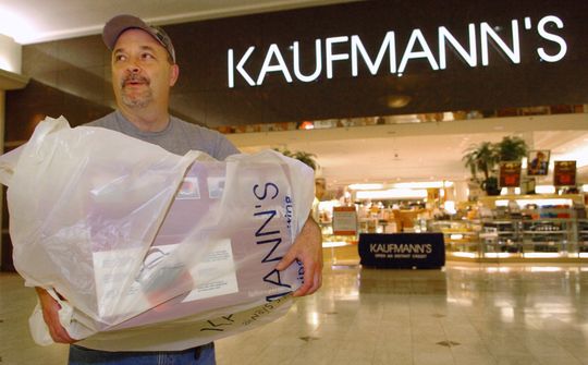 Thomas Buchman Jr. of Port Crane shopped at Kaufmannàs in the Oakdale Mall in August of 2005. He said that he hope a Macy's would help the economy for the area when the New York City department store chain replaces Kaufmann's.