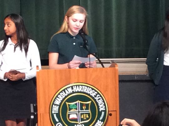 Sydney Geissler of Metuchen leads the discussion at the tribute to Martin Luther King, Jr.