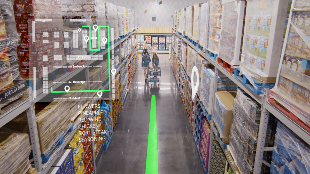 Walmart’s experimental and experiential Sam’s Club Now provides in-store mapping among other tech innovations.