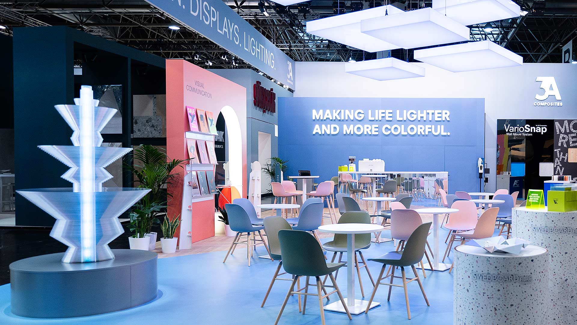 A Colorful Stand Bringing Materials for Retail Concepts to Life – 3A Composites Display Europe