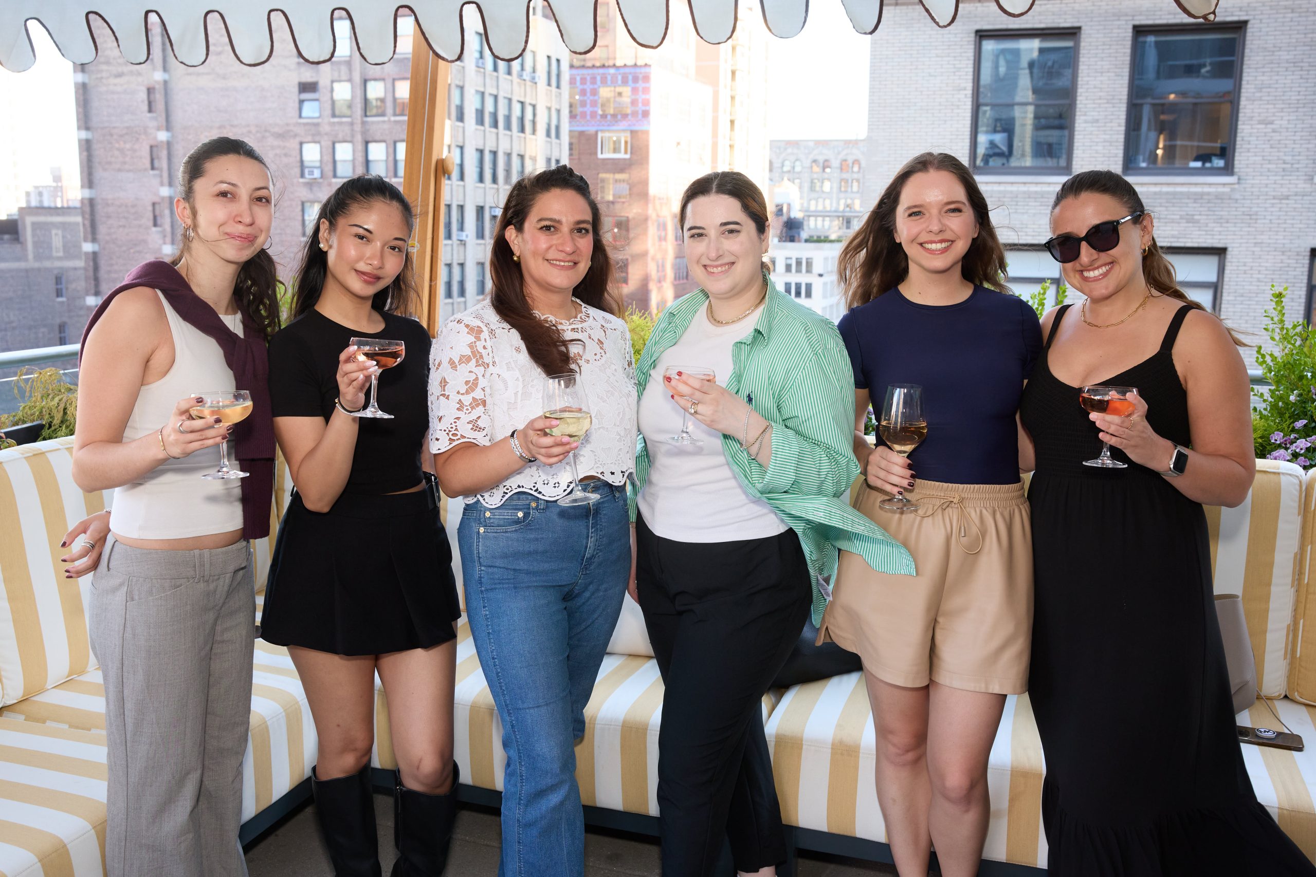 WindowsWear Summer Bash 2026 — Amanda Lubeck, Talent Acquisition Recruiter (Capri Holdings) · Tess Solotkehl, Graphic Designer (Capri Holdings) · Jasmine Santa Cruz, Talent Acquisition Recruiter (Capri Holdings) · Taylor Becker, Senior Graphic Designer (Capri Holdings) · Allegra Brochin, Senior Manager, Global People Communications & Engagement (Capri Holdings)