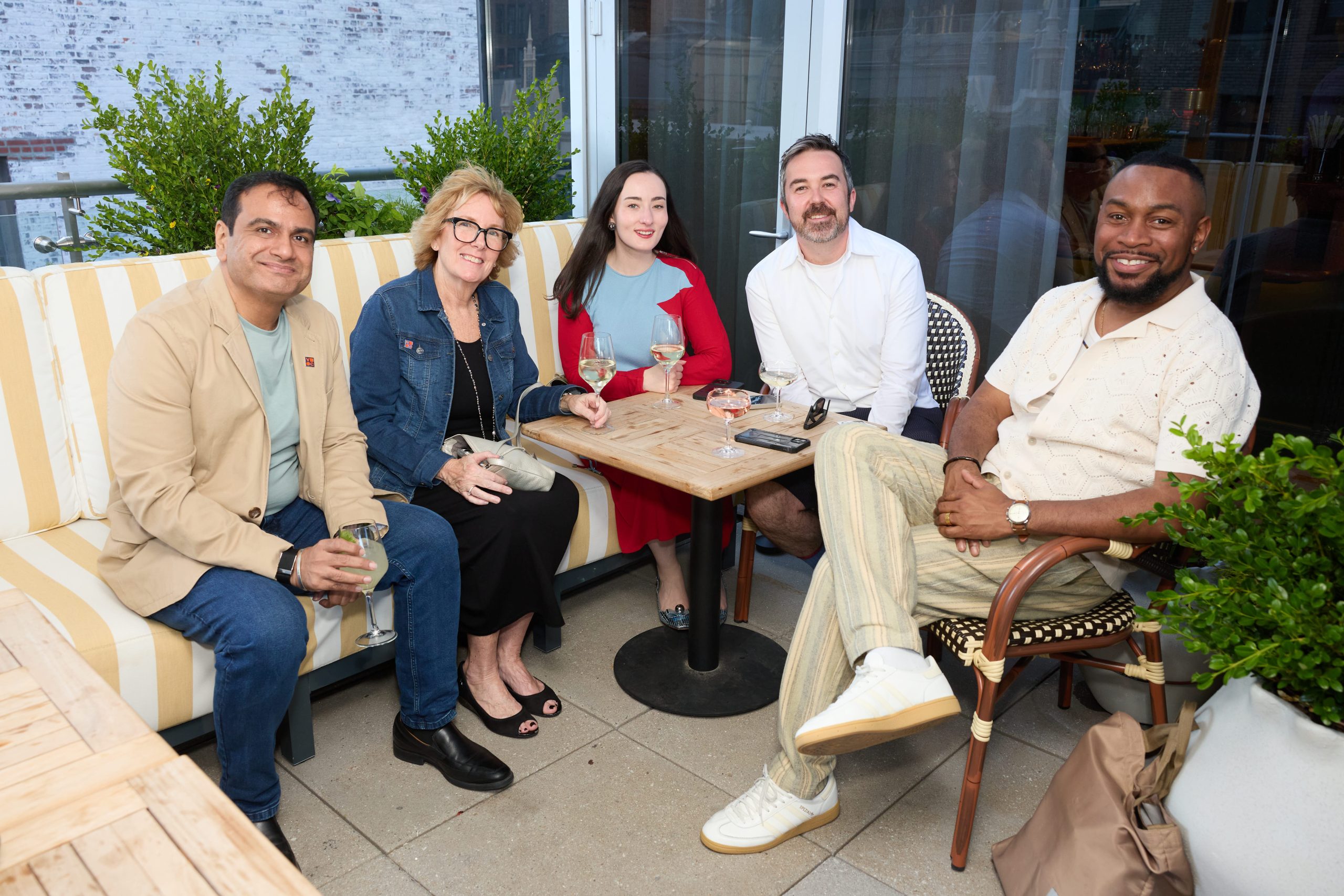WindowsWear Summer Bash 2026 — Azim Bootwala, Manager (Visual Citi) · Kathi Melworm, Business Development & Sales Manager (Visual Citi) · Alice Vaughan Davis, Designer (Weatherproof Vintage) · John Fignar, Vice President of Marketing, Visual, & Creative (Weatherproof Vintage) · Alex Chimilio, Creative Director (Weatherproof Vintage)
