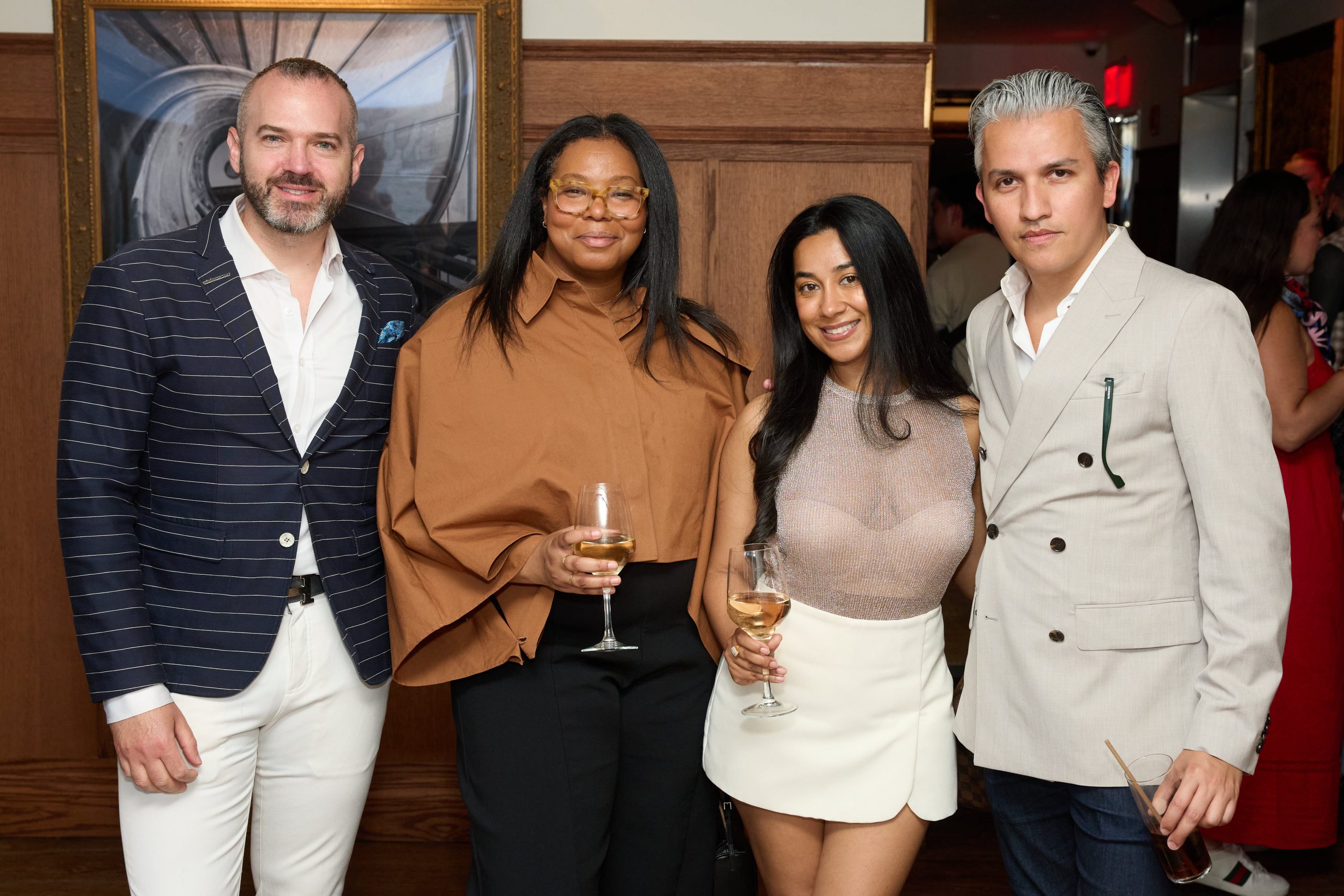 WindowsWear Summer Bash 2026 — Jon Harari, CEO (WindowsWear) · Kendra Holmes, Southeast Visual Coordinator (Givenchy) · Maham Pasha, VM Project Manager, North America (Givenchy) · Raul Tovar, Co-Founder & Creative Director (WindowsWear)