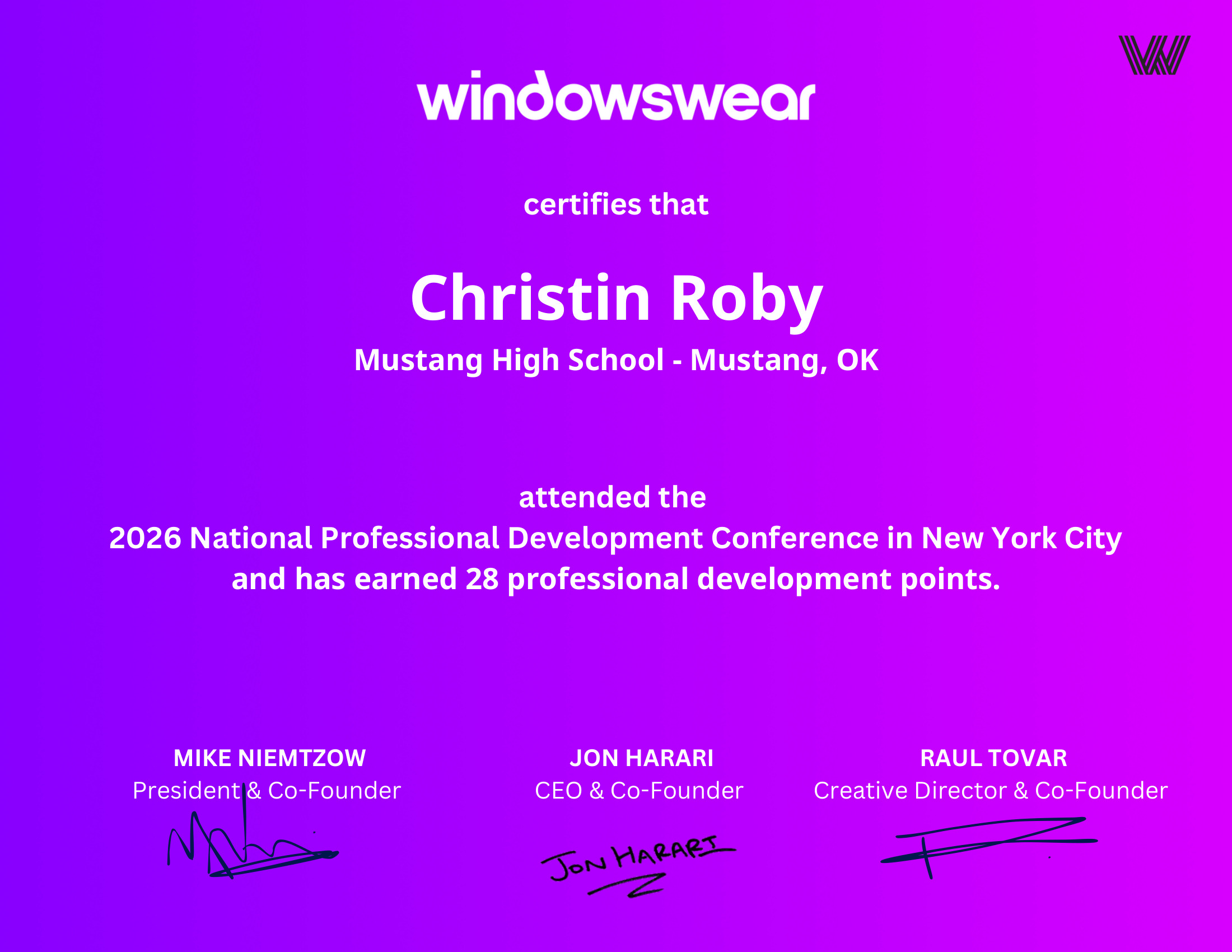 Christin Roby — PD certificate
