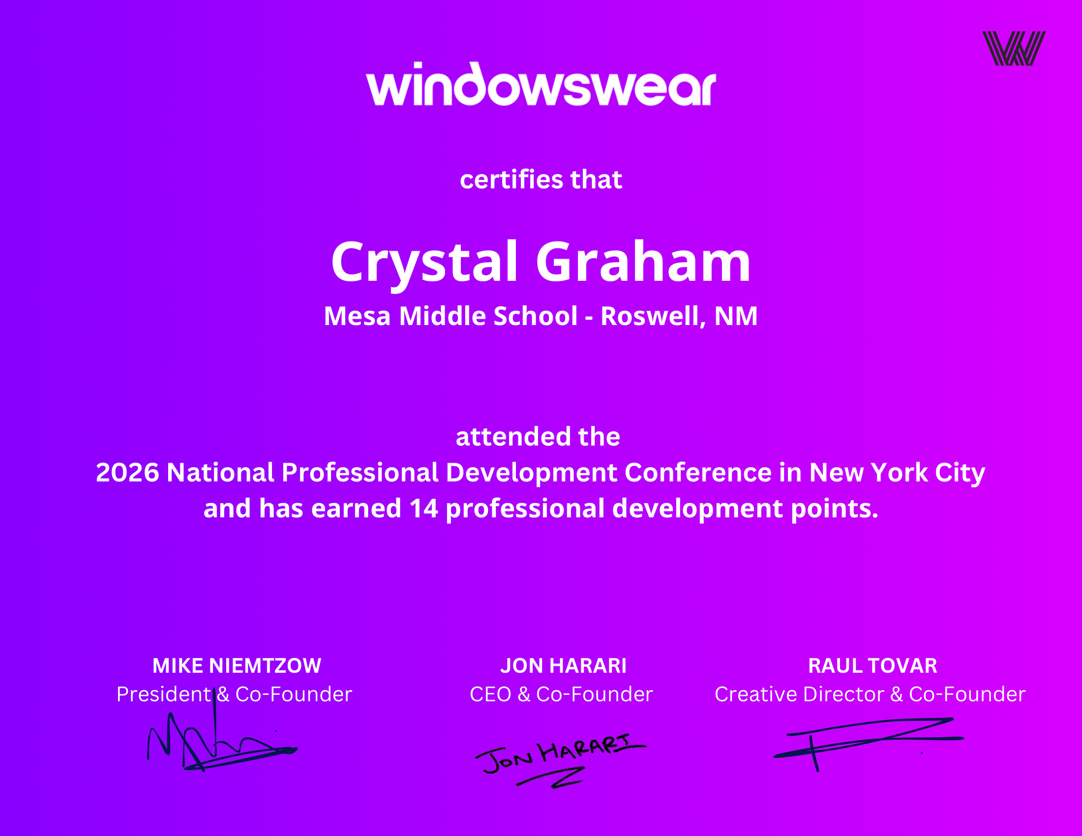 Crystal Graham — PD certificate