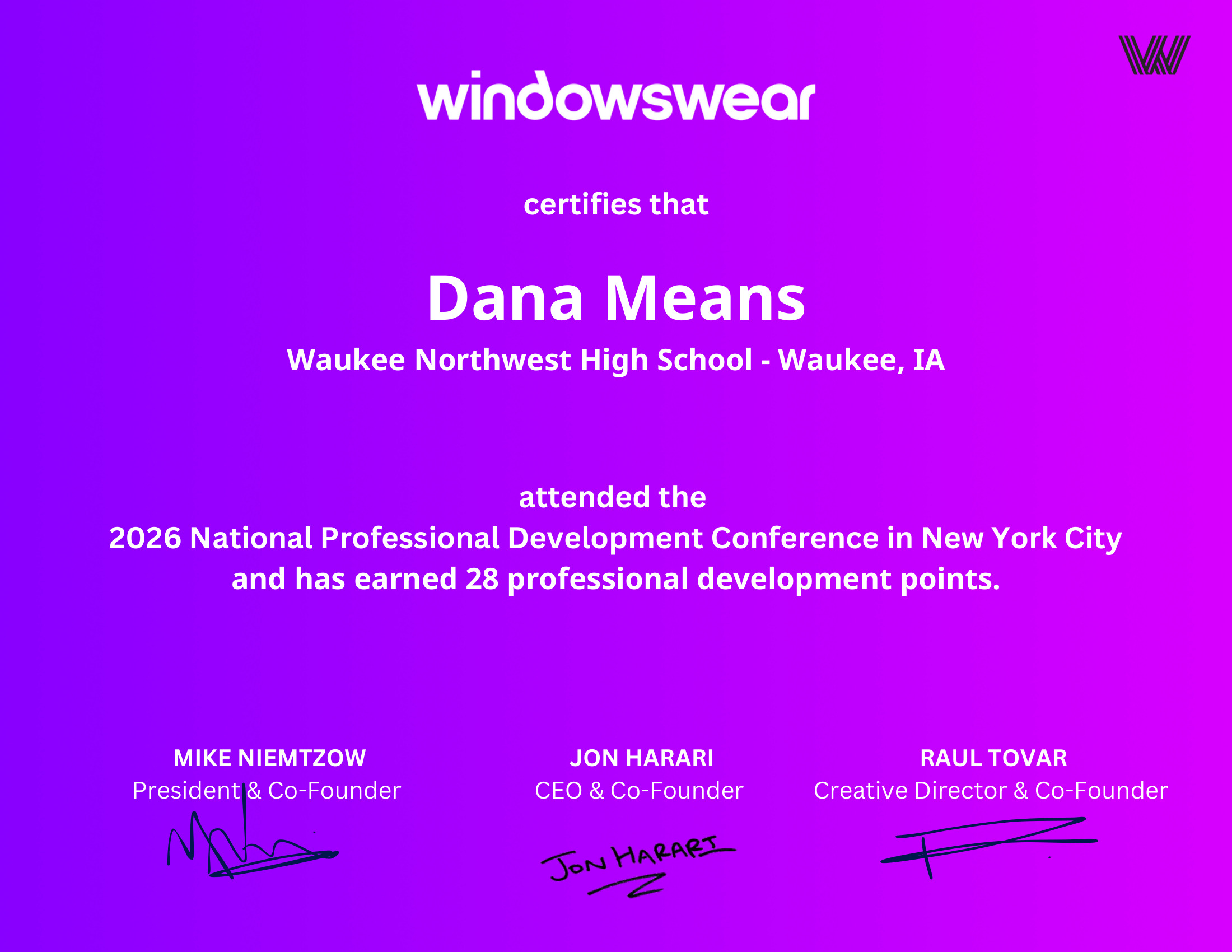 Dana Means — PD certificate