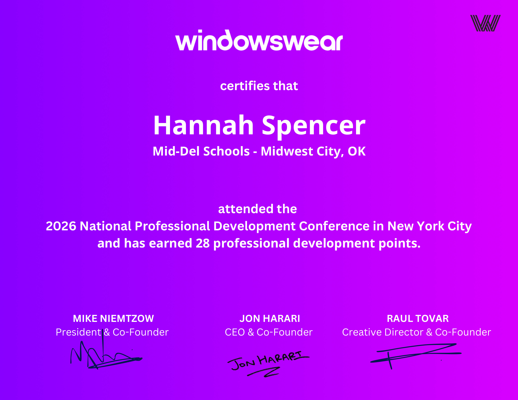 Hannah Spencer — PD certificate
