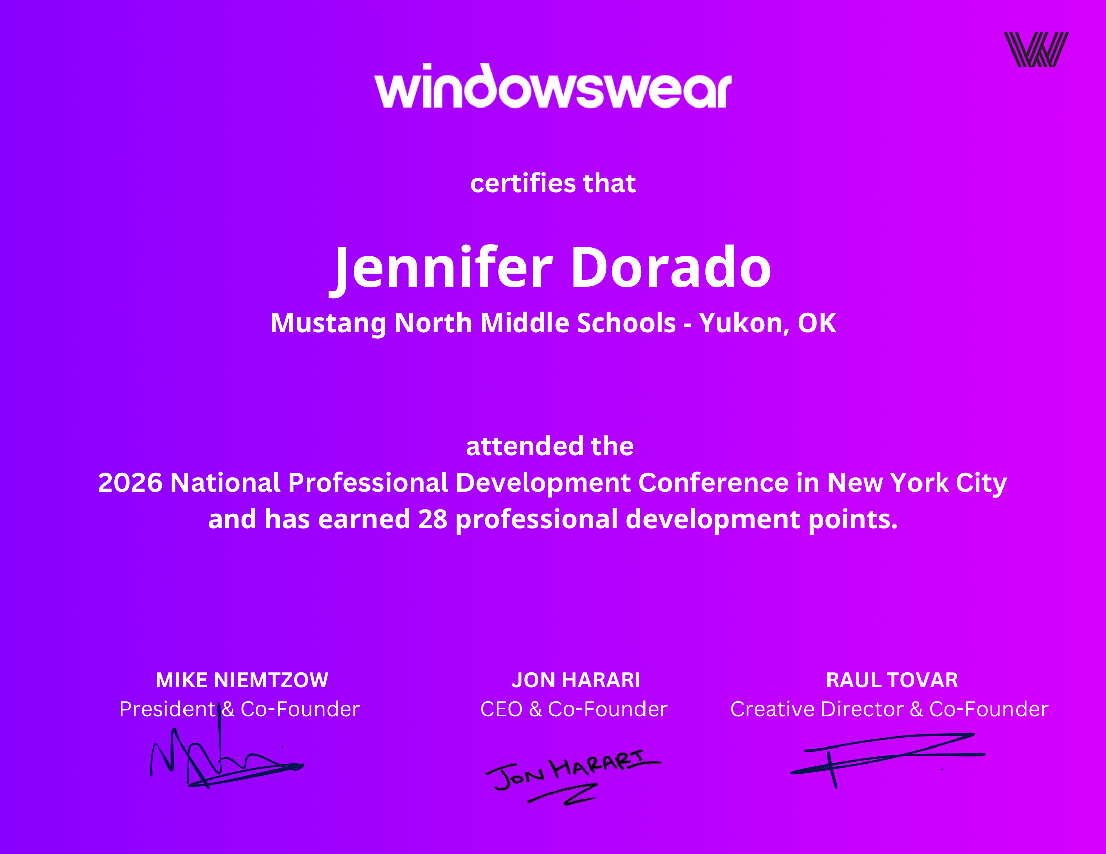 Jennifer Dorado — PD certificate