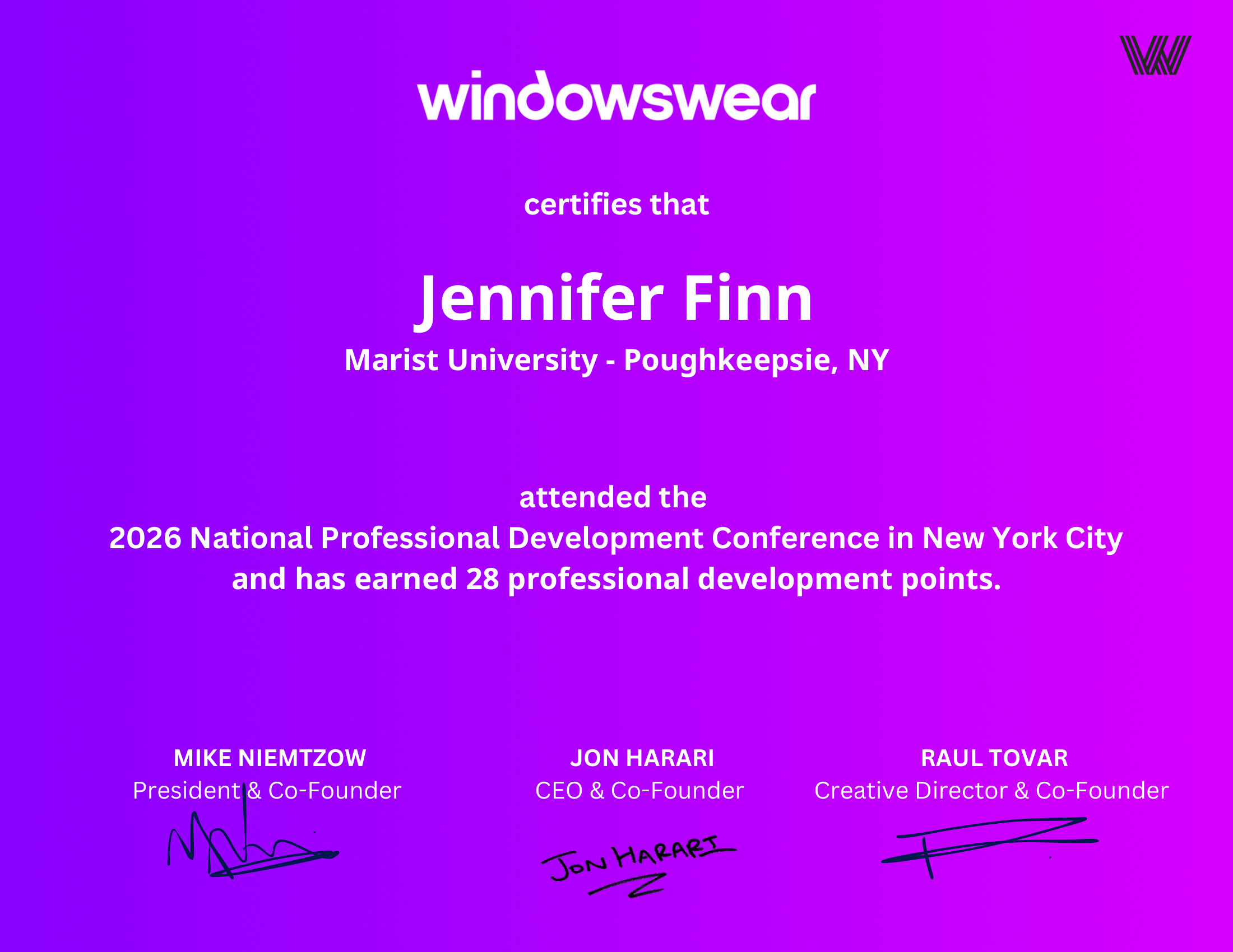 Jennifer Finn — PD certificate