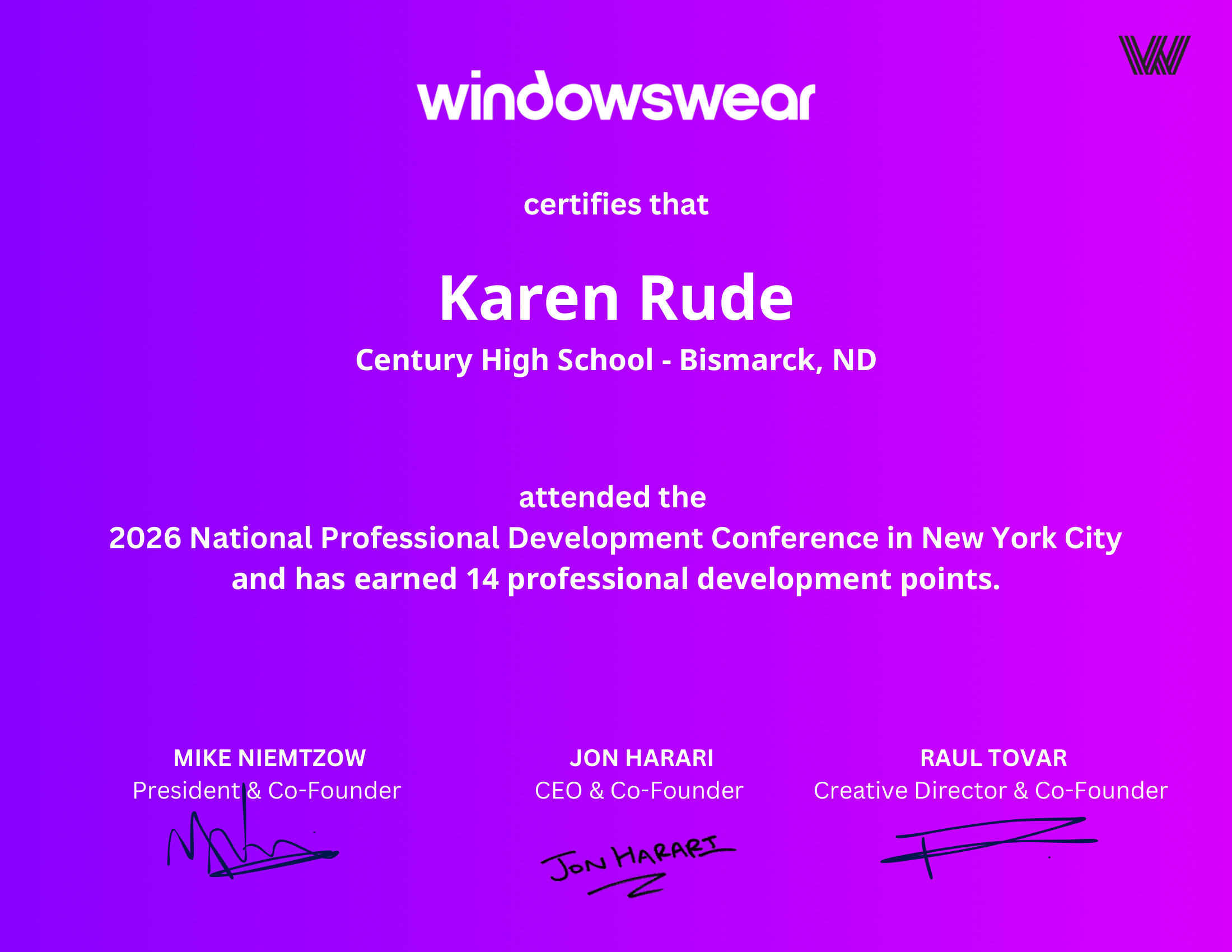 Karen Rude — PD certificate