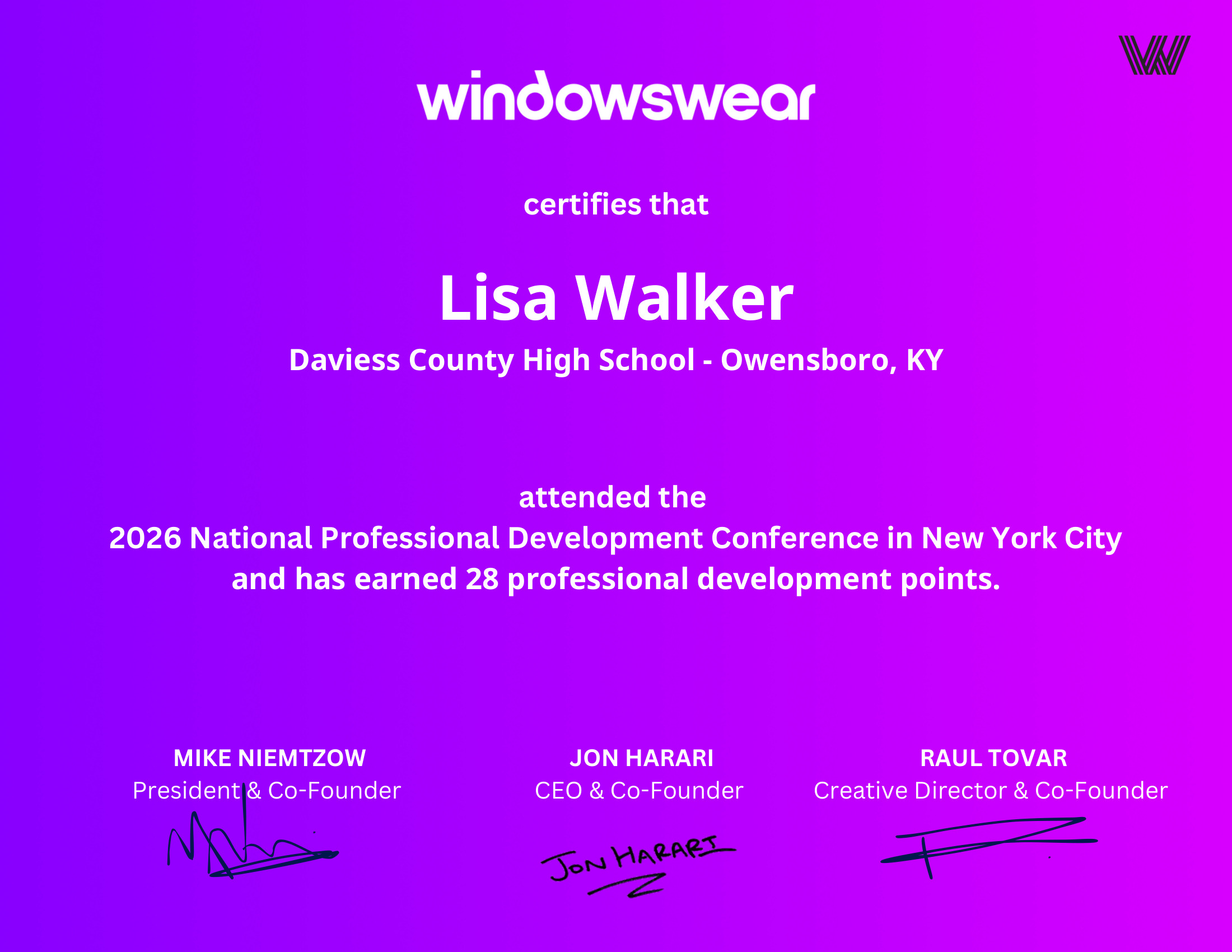 Lisa Walker — PD certificate