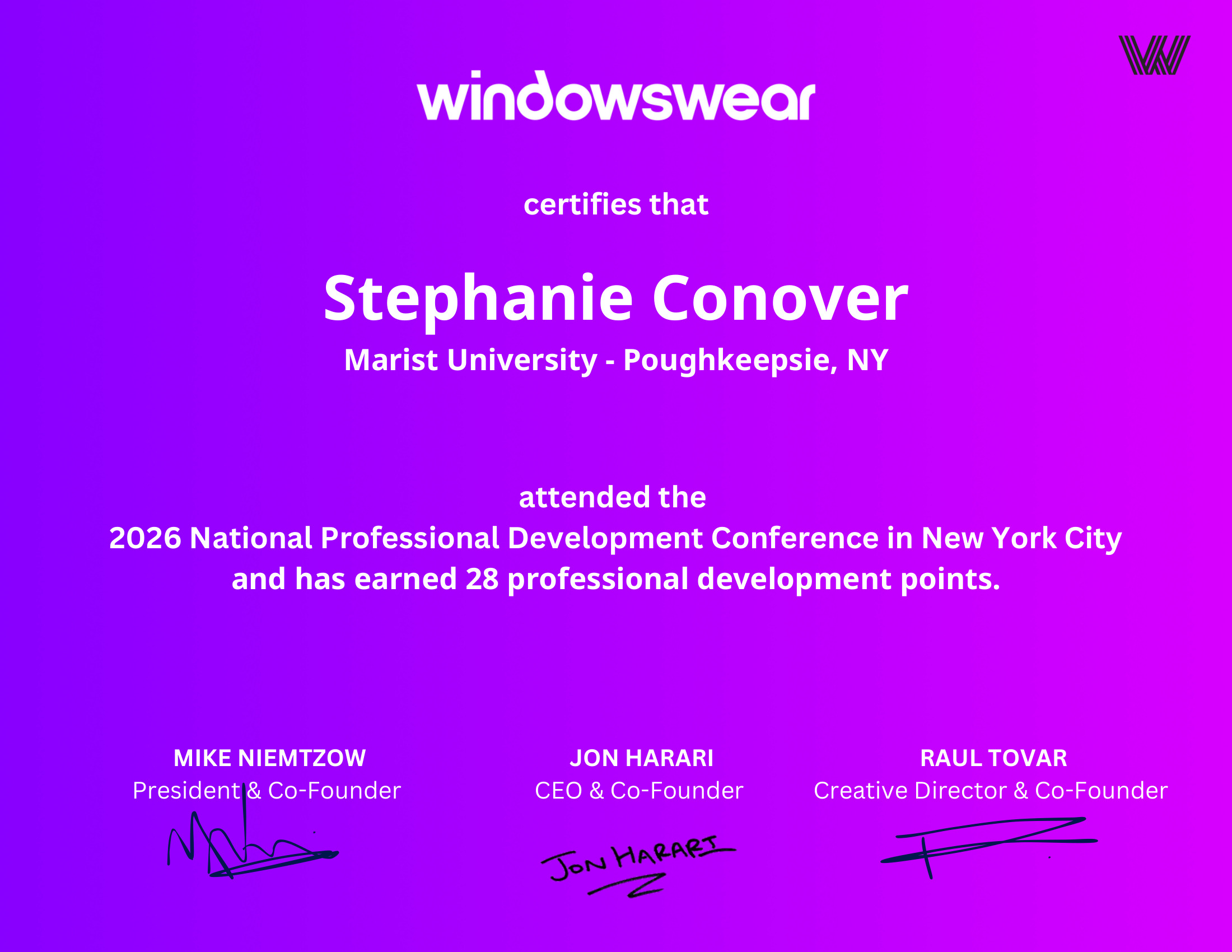 Stephanie Conover — PD certificate