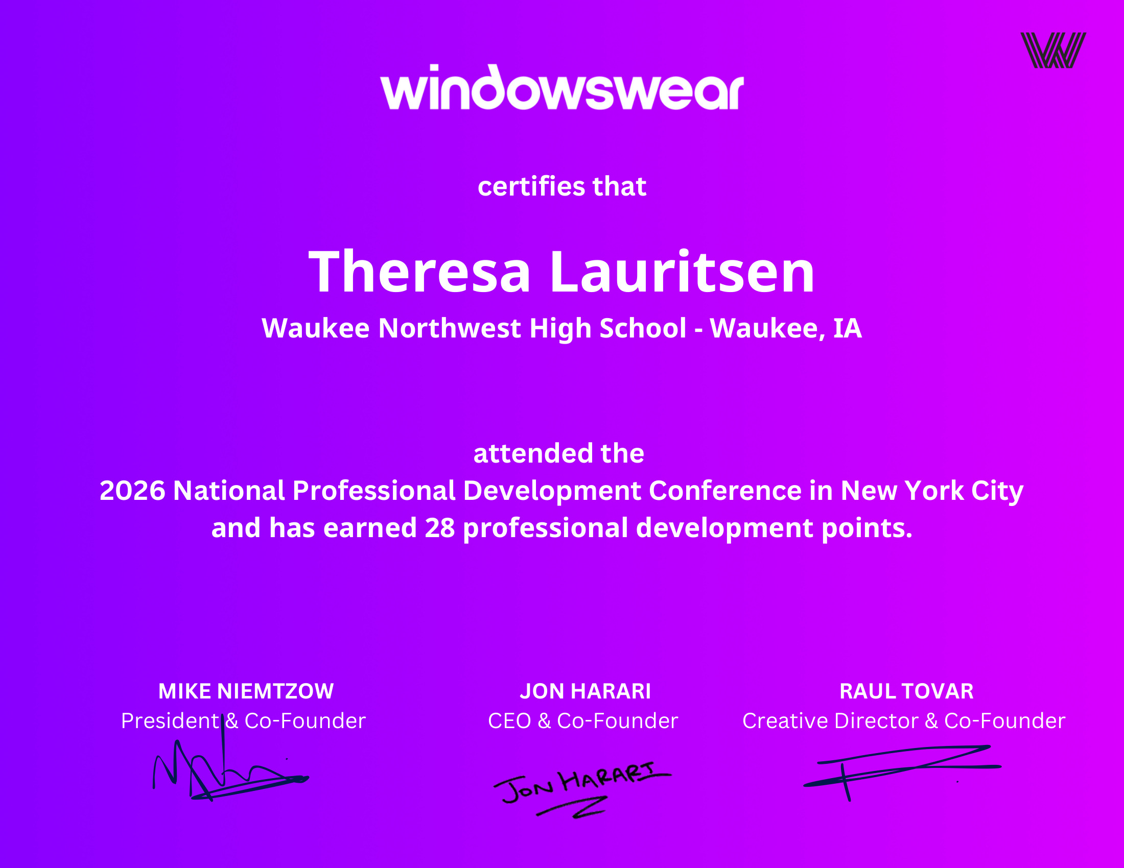 Theresa Lauritsen — PD certificate